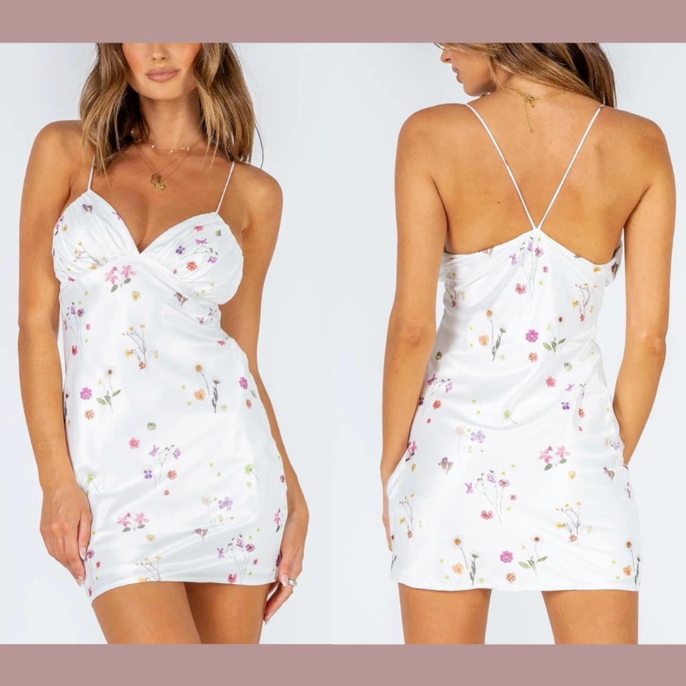 NWT $55 Princess Polly [ 2 US ] Lyrical Mini Dress in Floral White‎